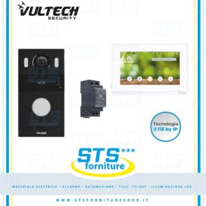 Kit Villa 2 fili by ip con postazione da esterno 1 tasto + Postazione interna 7 Pollici Linux + alimentatore 24V Meanweall Intercom